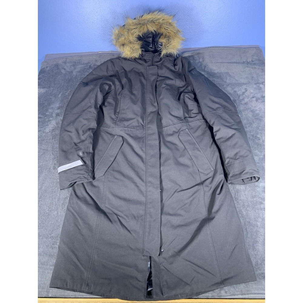 Helly Hansen Parka Women's Trench Coat Jacket Vidda Waterproof Black Sz XL Fur